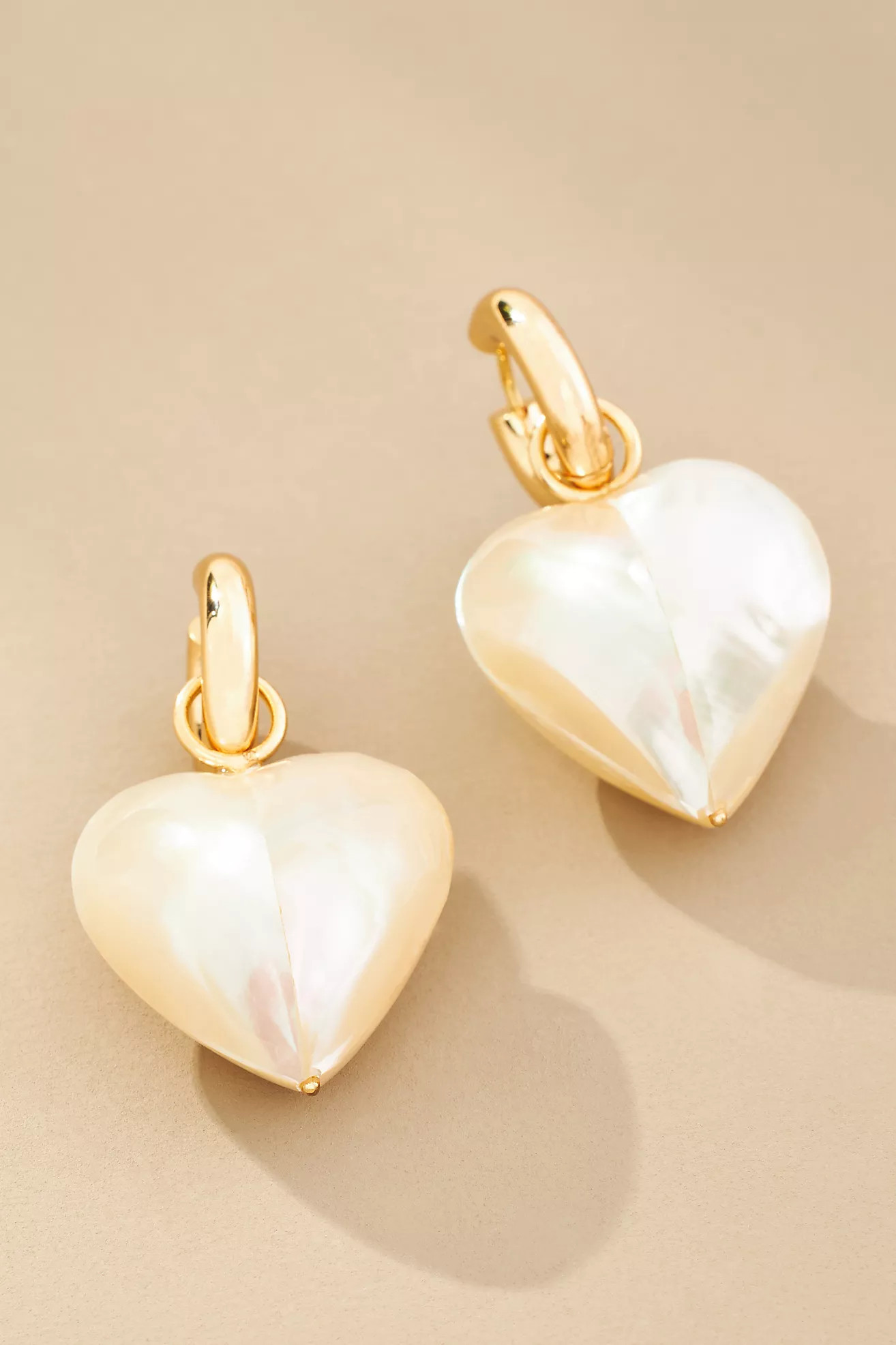 Pearl Heart Charm Huggie Earrings | Anthropologie (US)