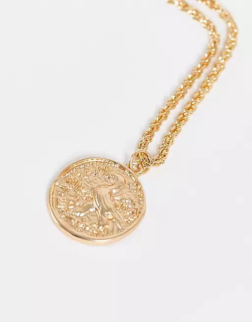 DesignB coin pendant in gold | ASOS (Global)