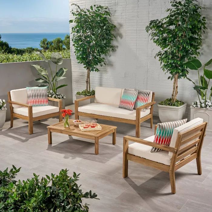 Santa Ana 4pc Acacia Wood Seating Set - Christopher Knight Home | Target