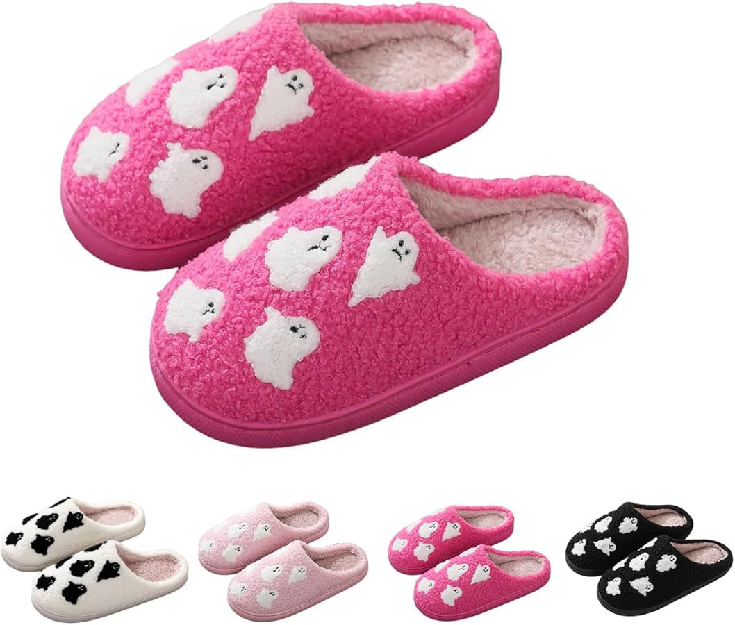 Halloween Slippers for Women Men Holiday Plush Slippers Horror Cute Cartoon Memory Foam Couple Sh... | Amazon (US)