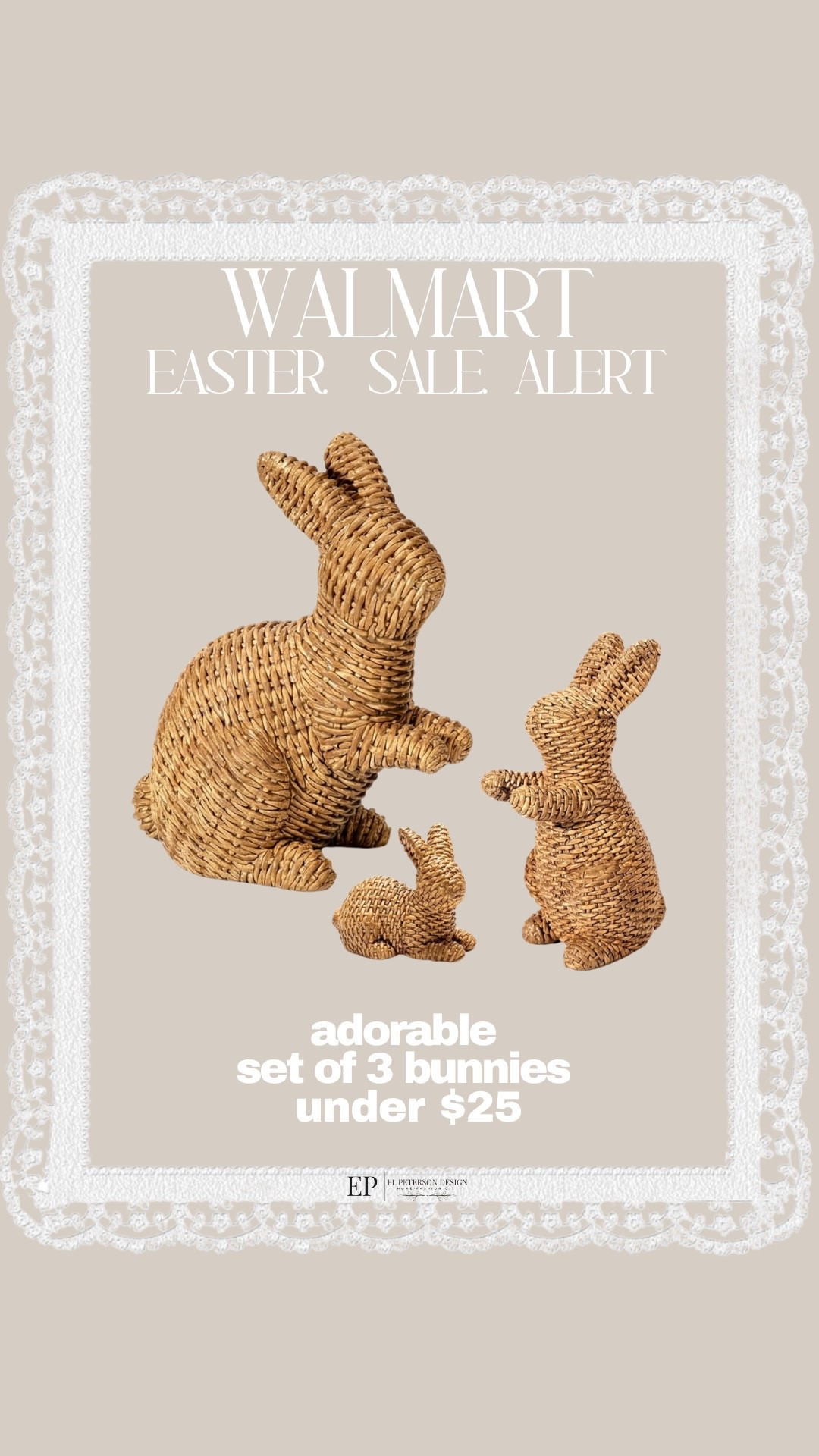 Walmart
Set of 3 rattan bunnies 

#LTKHome #LTKSaleAlert