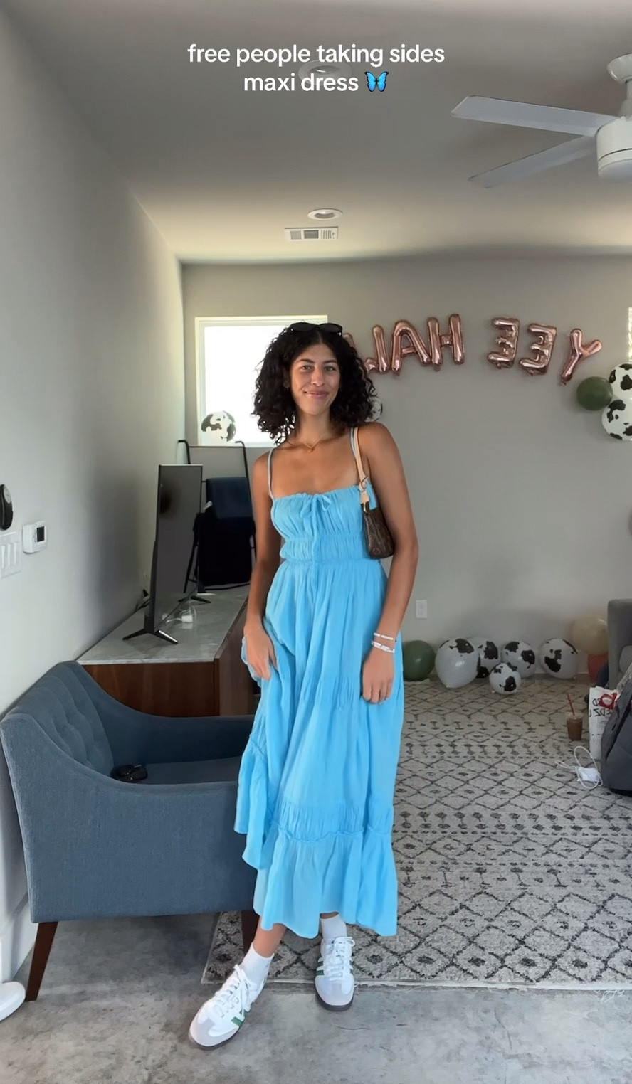 free people taking sides maxi dress 

+ Sambas + Louis Vuitton pochette accessories 