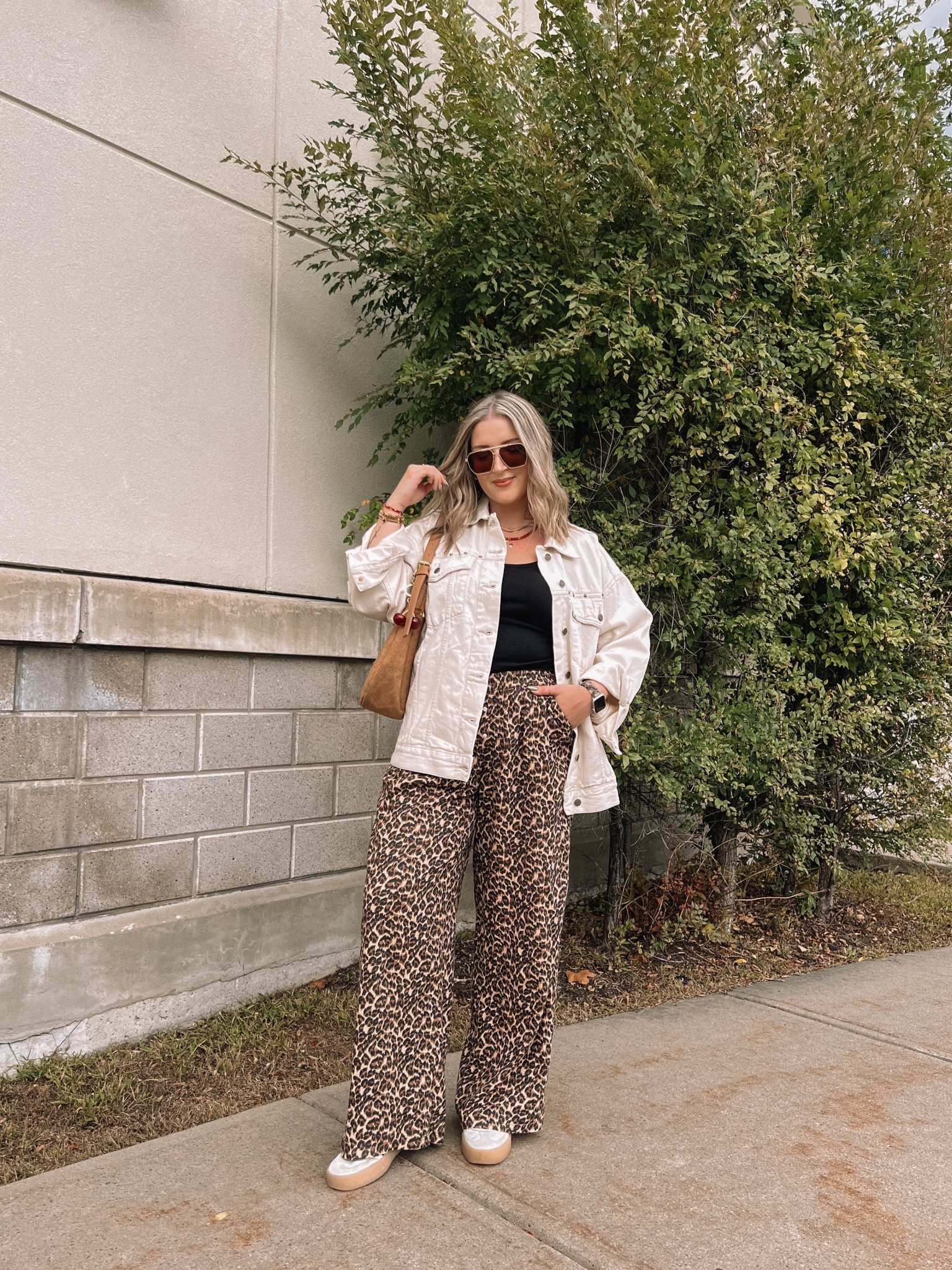 Casual fall outfit! Sized down to M in the cream denim jacket and it’s still nicely oversized. Canadian Old Navy links in similar products! Wearing L in the black tank top. Linked similar leopard print pants. Adidas sambae sneakers are super comfy but run a little big, I’m usually a 9.5-10 and wear a 9


#LTKmidsize #LTKsale #LTKstyletip