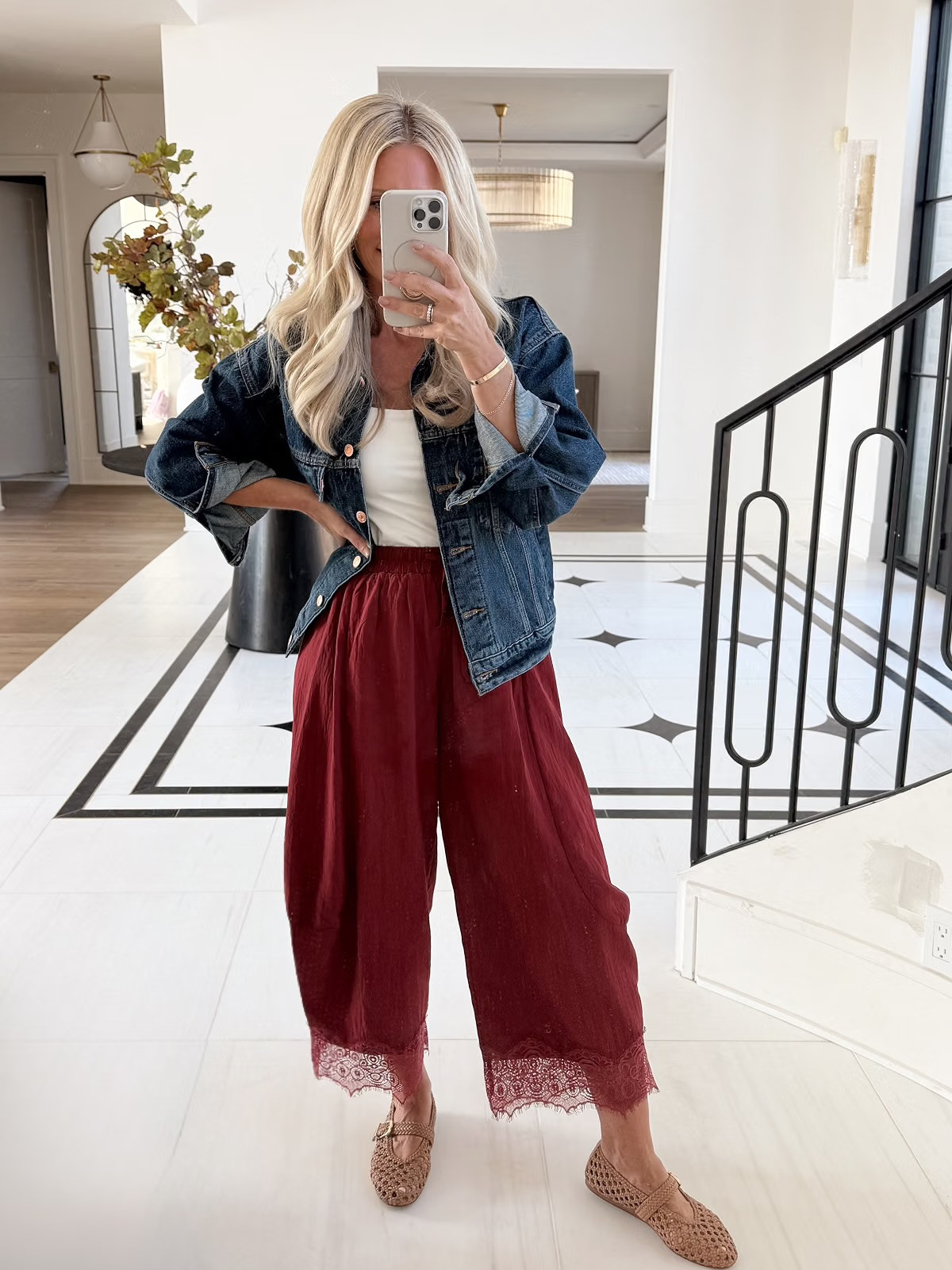 I'm loving this chic fall look! The denim jacket is a must-have, and these pants are perfect for a cozy day in. 🍂✨ Don't forget to check out my store for more stylish picks! #fallfashion #denimjacket #chicstyle #amazonfinds #autumnedit 

 #LTKgrwm #LTKmomlife #LTKSeasonal
