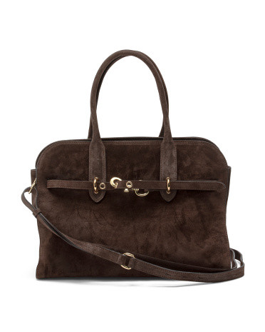 Made In Italy Suede Belt And Front Buckle Satchel | TJ Maxx