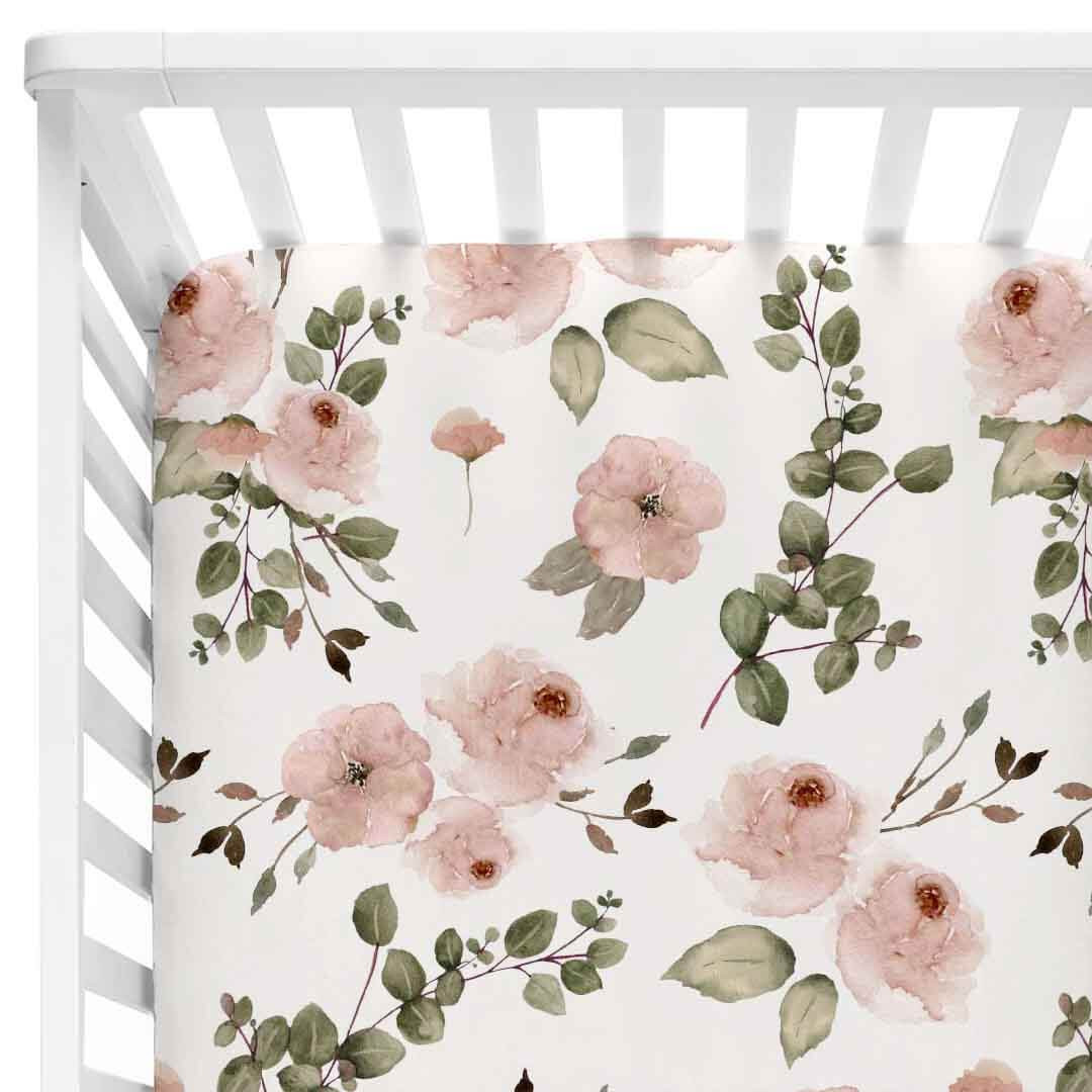 Millie's Dusty Rose Garden Crib Sheet | Caden Lane