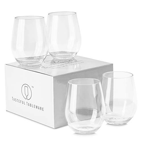 Tasteful Tableware 100% Tritan Plastic Shatterproof Wine Glasses, Unbreakable Stemless Wine Glass... | Walmart (US)