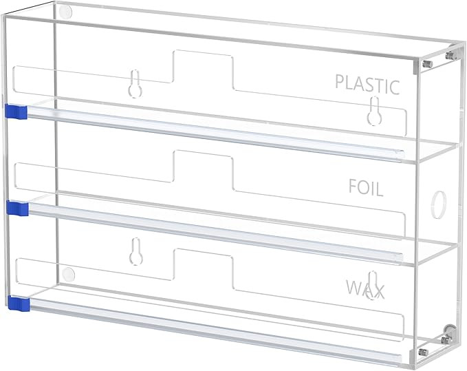3-in-1 Foil & Plastic Wrap Organizer with Built-in Cutter | Wall-Mountable Space Saver for Alumin... | Amazon (US)