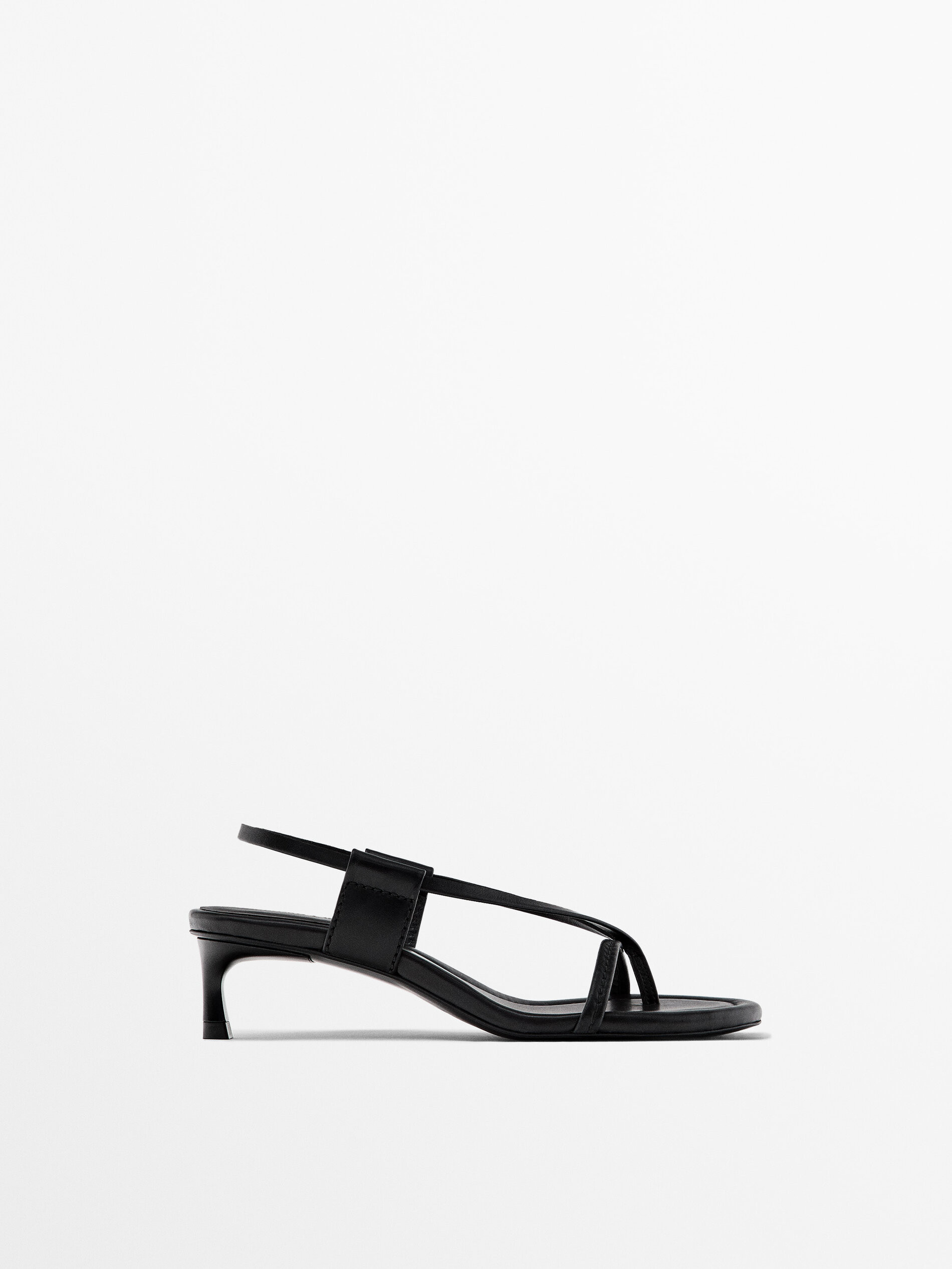 Heeled sandals with topstitching | Massimo Dutti US