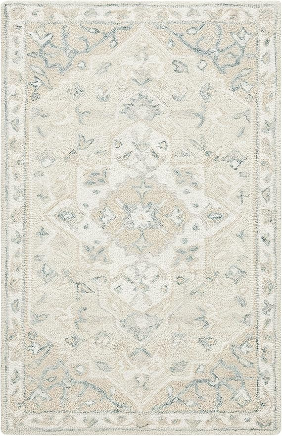 SAFAVIEH Micro-Loop Collection 2' x 3' BeigeIvory MLP505B Handmade Medallion Premium Wool Entrywa... | Amazon (US)