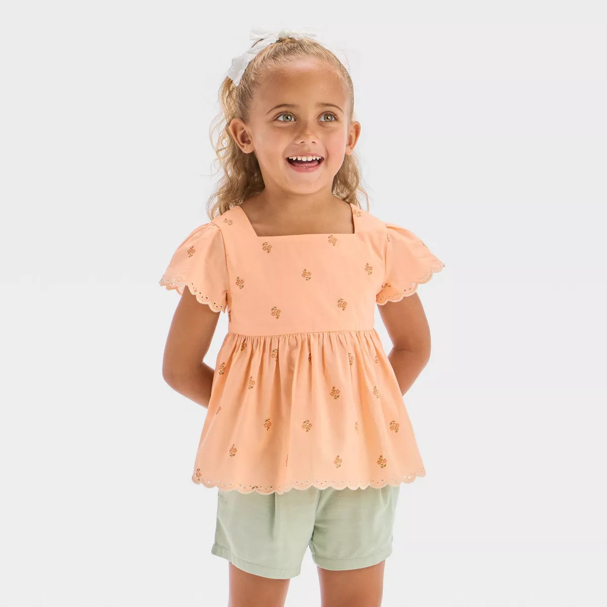 OshKosh B'gosh Toddler Girls' Floral Top and Olive Shorts Set - Pink | Target