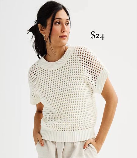 $24 kohls Women's Sonoma Goods For Life® Short Sleeve Open Stitch Dolman Sweater / work outfit / workwear / work top / summer work outfit 

#LTKOver40 #LTKFindsUnder50 #LTKWorkwear