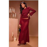 Burgundy Chiffon Maxi Skirt | PrettyLittleThing US