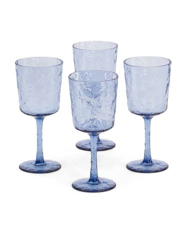 Set Of 4 Acrylic Organic Textured Wine Glasses | TJ Maxx