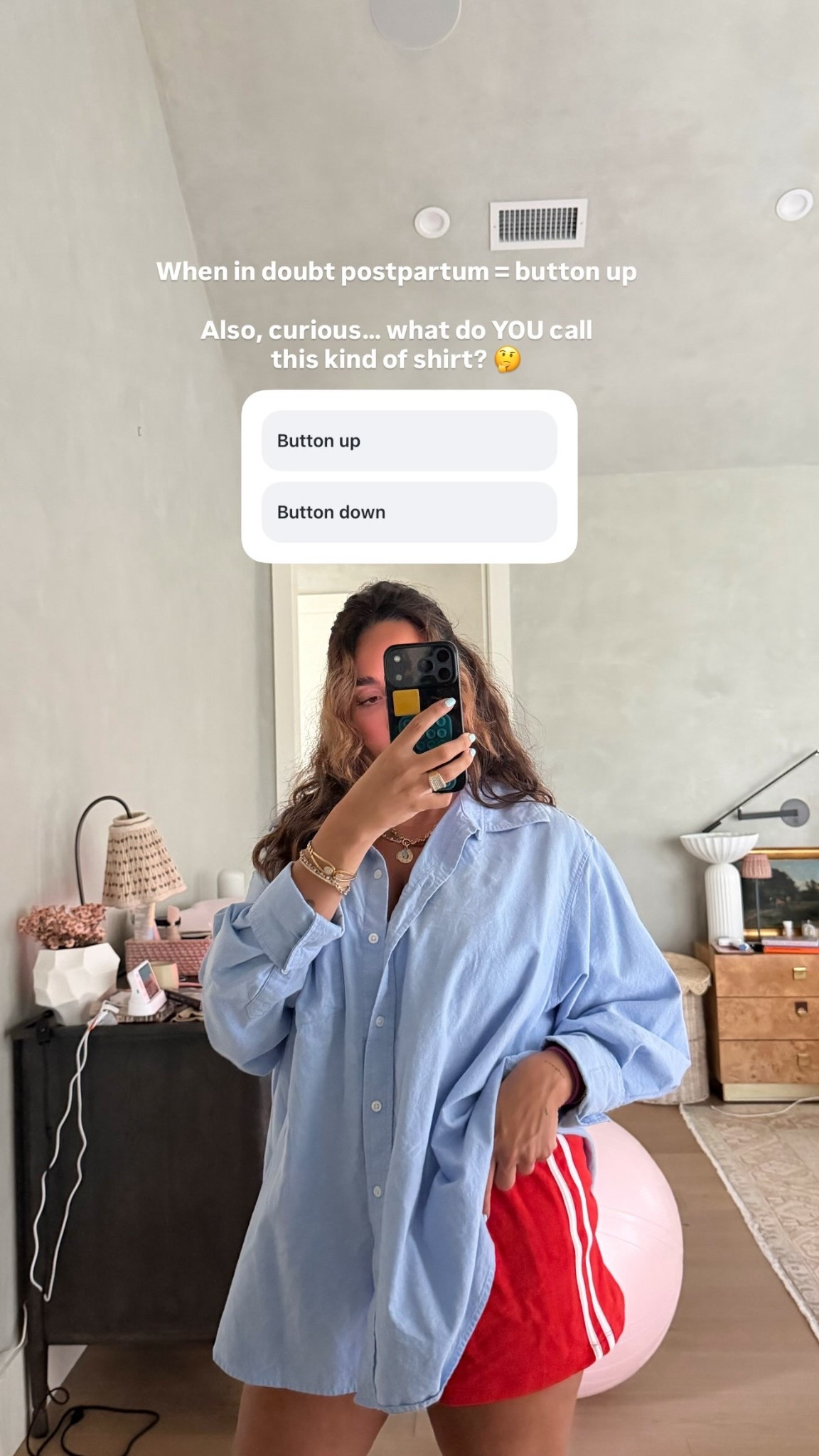 When in doubt postpartum = button up

Also, curious… what do YOU call 
this kind of shirt? 🤔