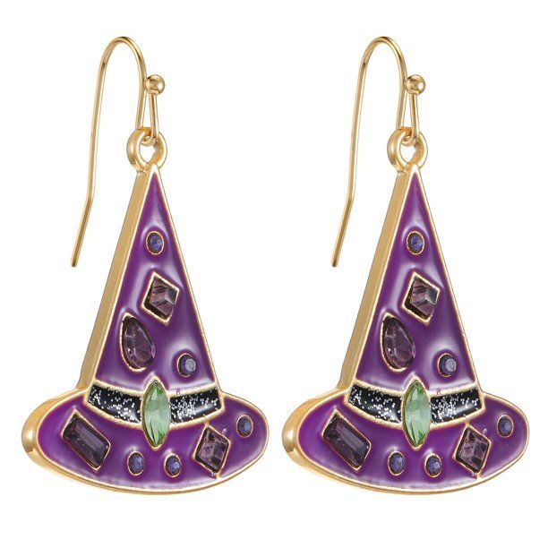 Way To Celebrate Halloween Witch Hat Earrings, Purple - Walmart.com | Walmart (US)