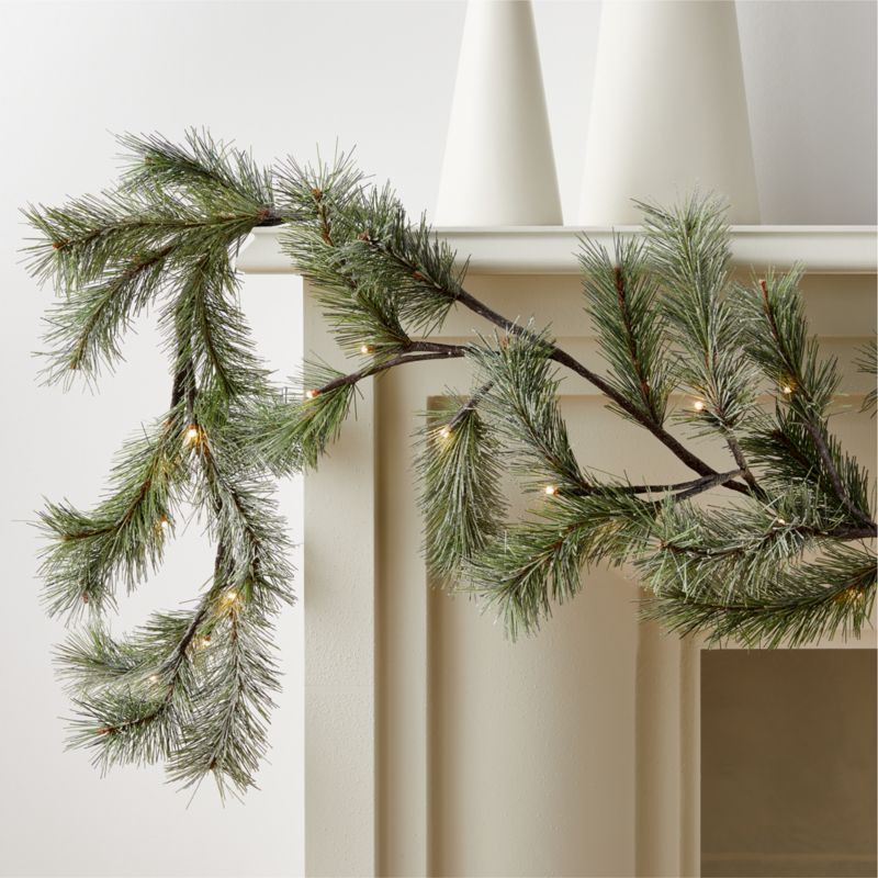 Flocked Pine LED Holiday Garland 84" + Reviews | CB2 | CB2
