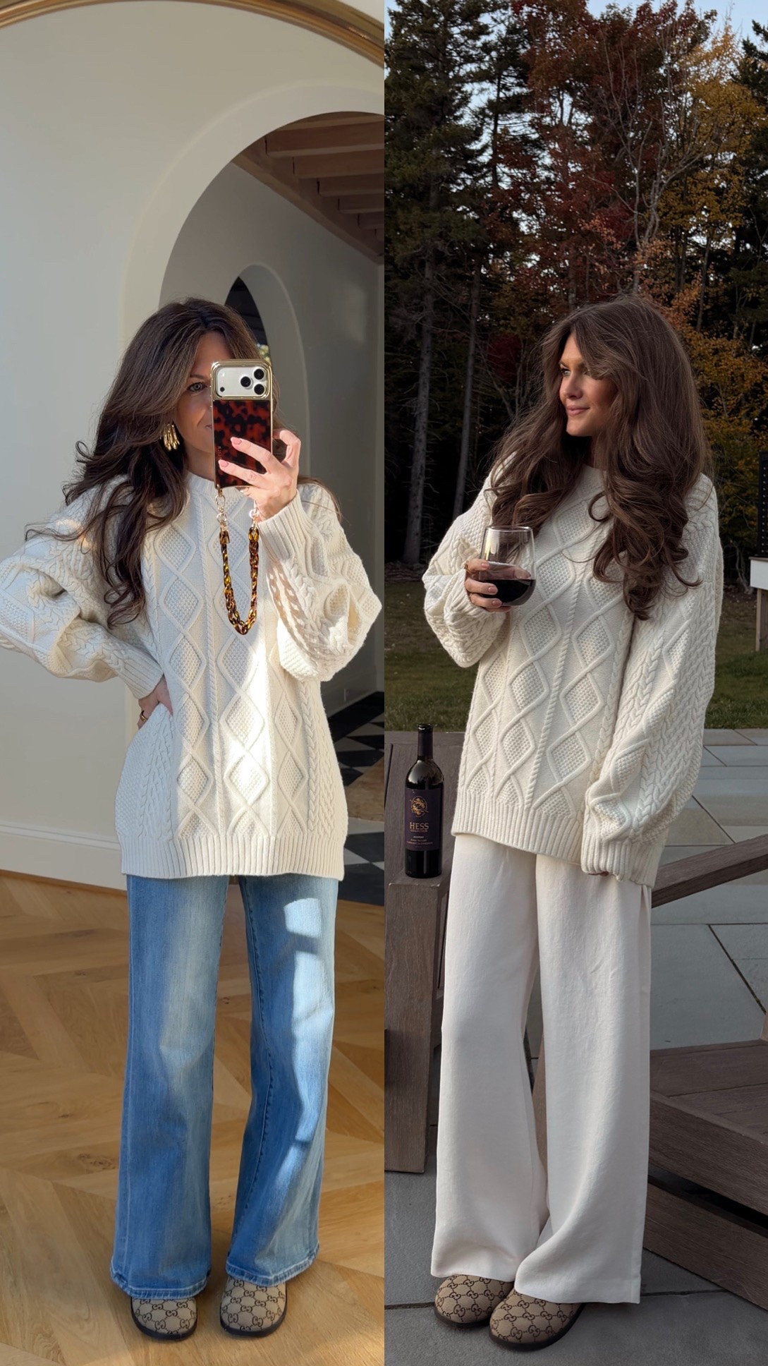 Love this sweater with both jeans and white pants!