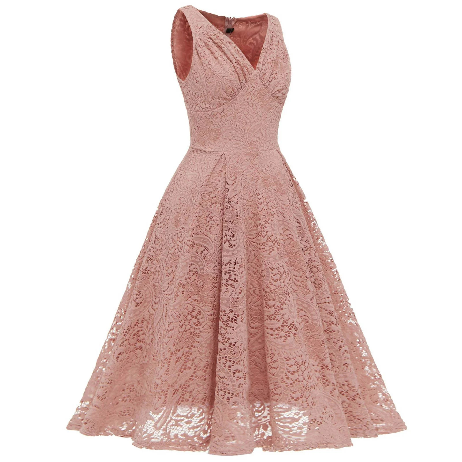 Sleeveless Lace Dress for Women Elegant Wedding Guest Bridesmaid Cocktail Party Formal Swing Gown... | Walmart (US)