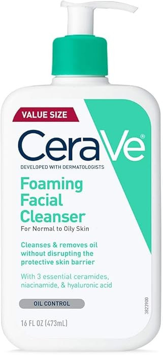 CeraVe Foaming Facial Cleanser, Daily Face Wash for Oily Skin, Hyaluronic Acid + Ceramides + Niac... | Amazon (US)