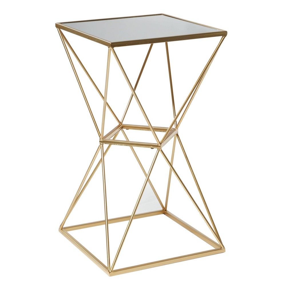 Glam Geometric Mirrored Accent Table Gold - Olivia & May | Target
