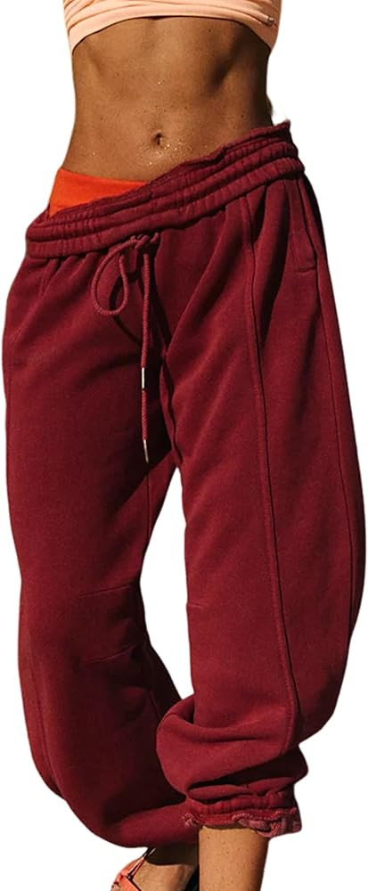 Yeokou Women Fleece Lined Sweatpants Baggy Barrel Wide Leg Cinched Bottom Winter Warm Lounge Pant... | Amazon (US)