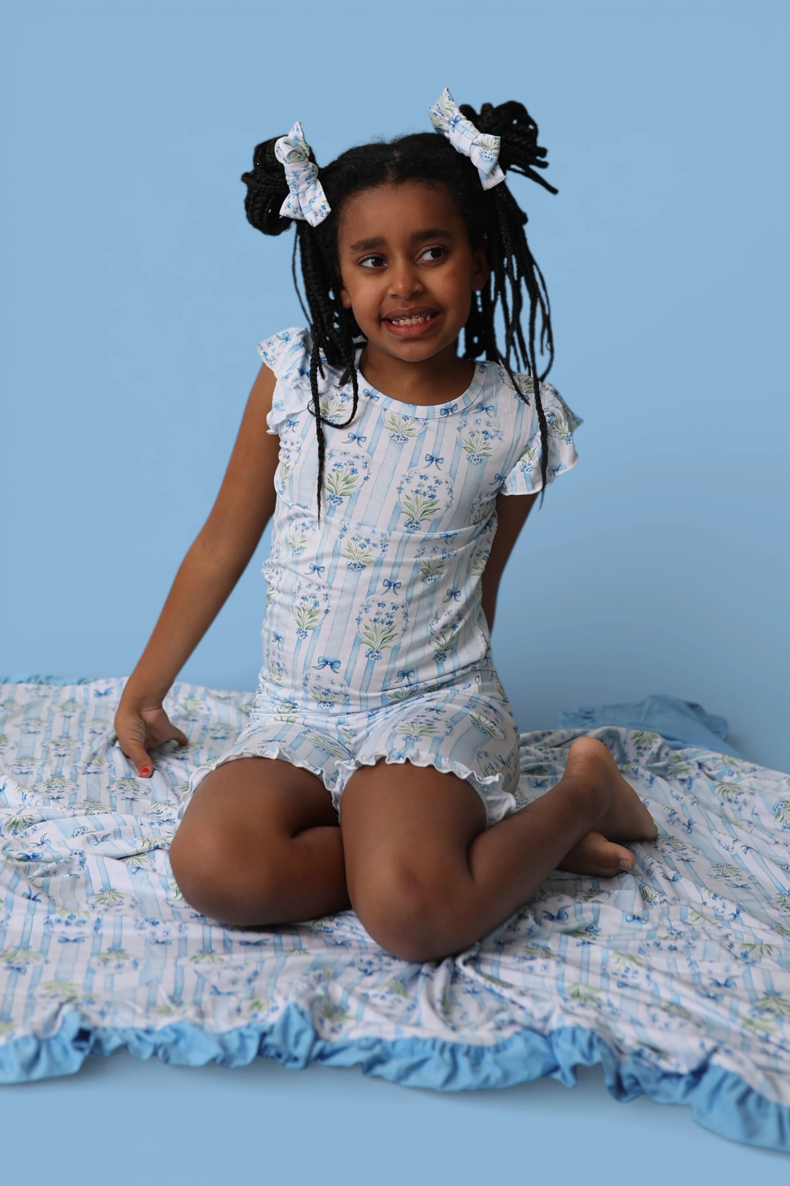 HEIRLOOM BLUE BLOOMS DREAM RUFFLE SHORT SET | Dream Big Little