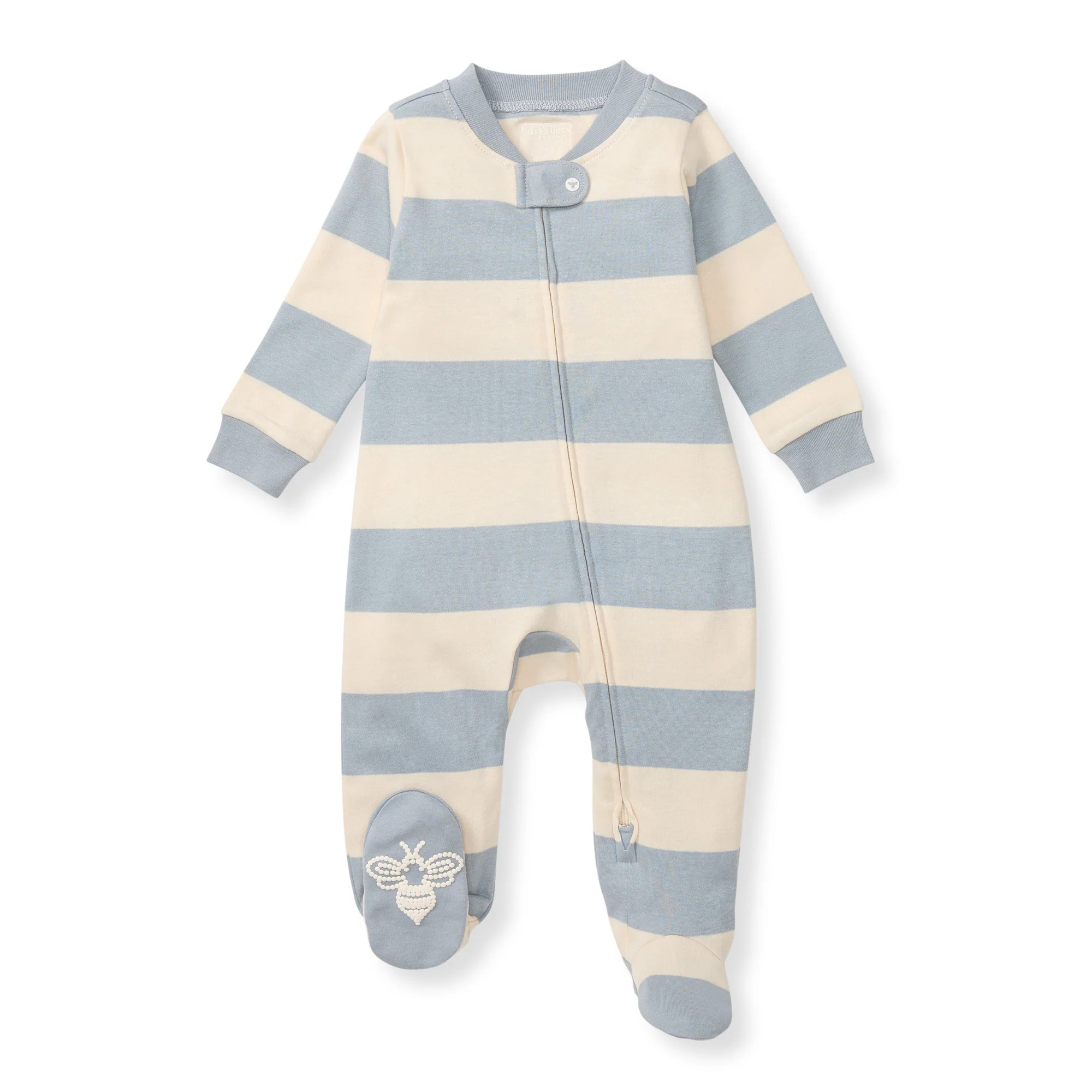 Rugby Stripe Organic Cotton Sleep & Play - Quarry | Burts Bees Baby