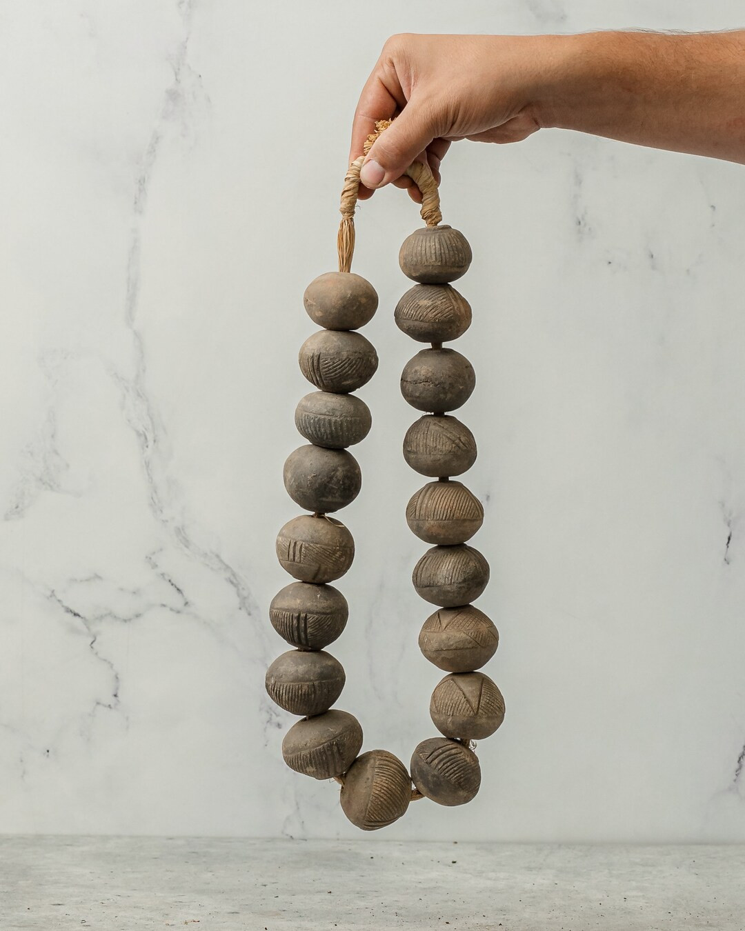 Antique African Large Clay Hand Made Bead Strand free Shipping - Etsy | Etsy (US)