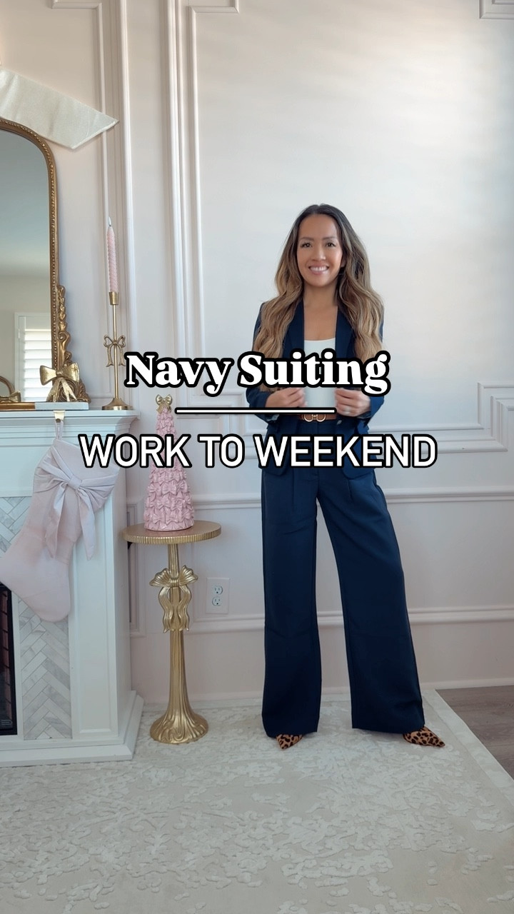 Navy suiting to take you from work to weekend

Blazer - 00p
Trousers - 24 short
Tee - xxsp 

#LTKFindsUnder100 #LTKActive #LTKWorkwear