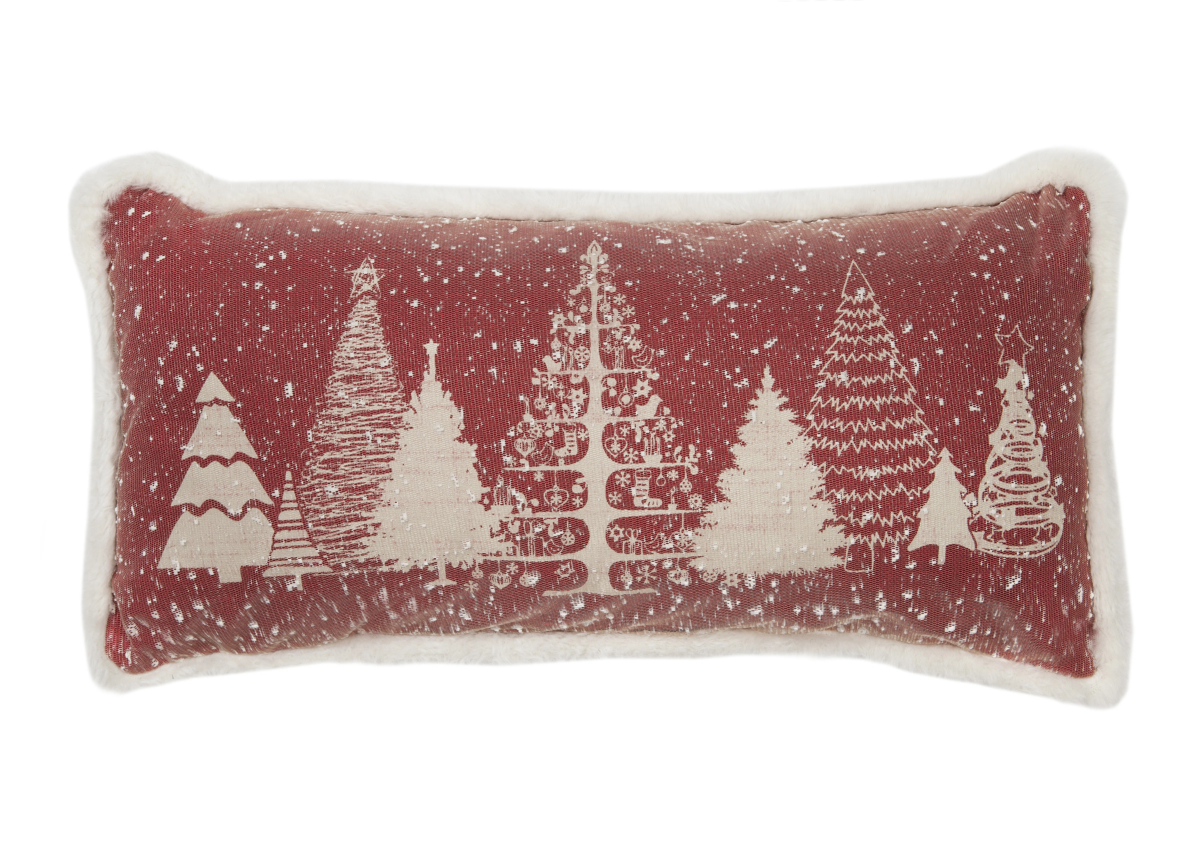 Snow Scene Printed Christmas Tree With Faux Fur Trim Christmas Pillow , 10 By 20-Inch | Wayfair North America