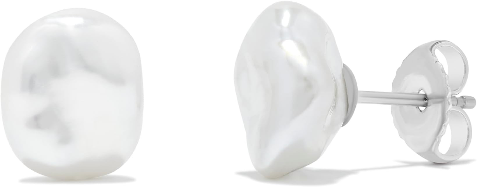 .925 Sterling Silver Freshwater White Keshi Cultured Pearl Earrings | Amazon (US)