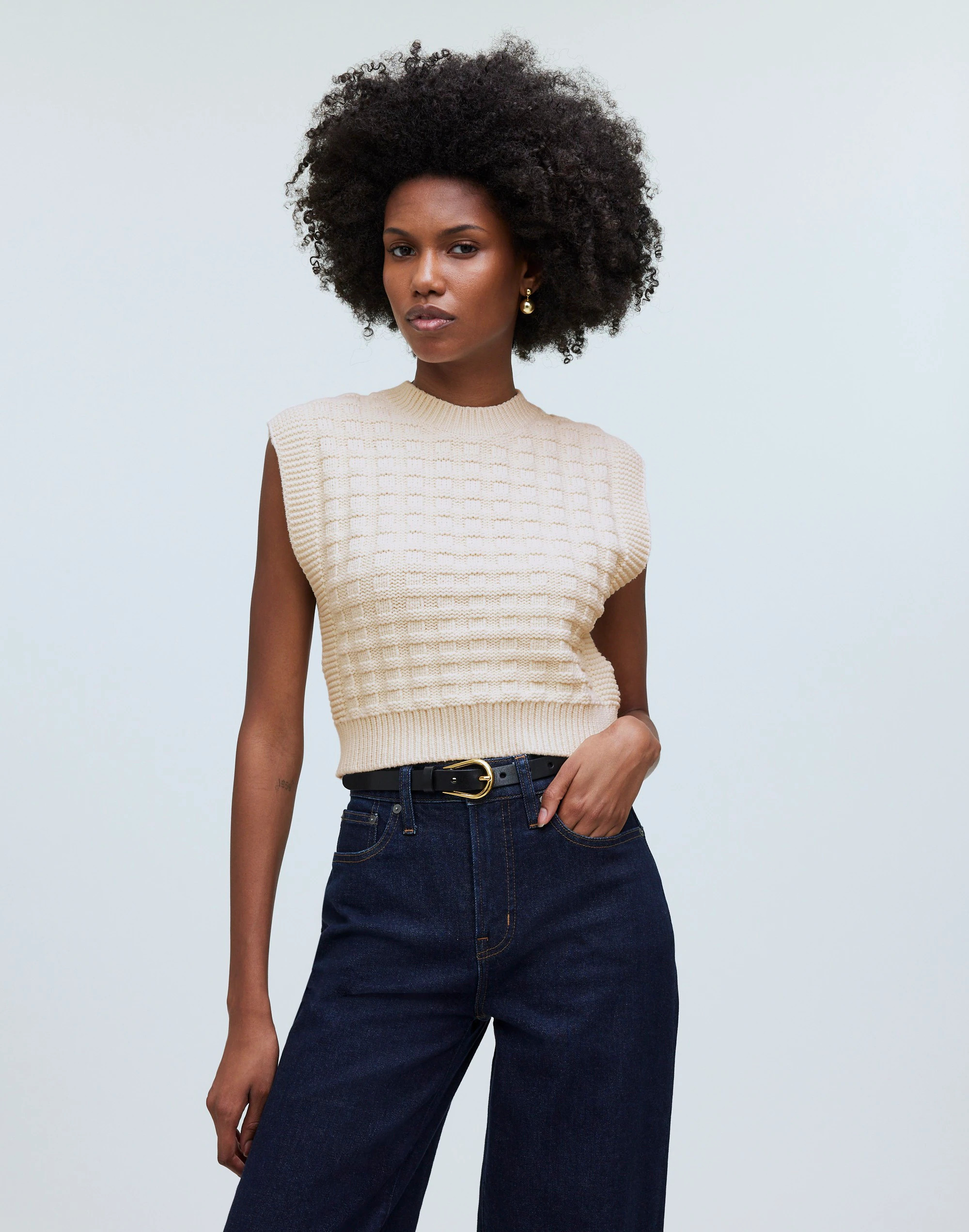 Checkered-Stitch Wedge Sweater Vest | Madewell