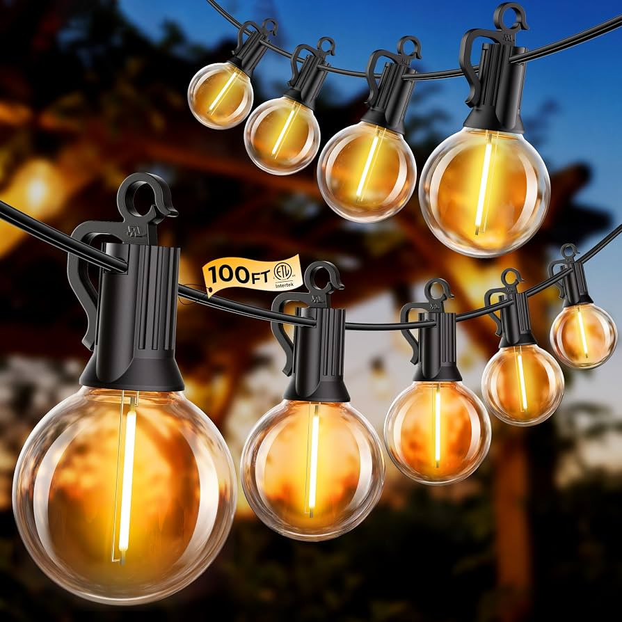 100FT 52 LED Bulbs Outdoor String Lights, G40 Shatterproof String Lights, IP65 Waterproof Connect... | Amazon (US)