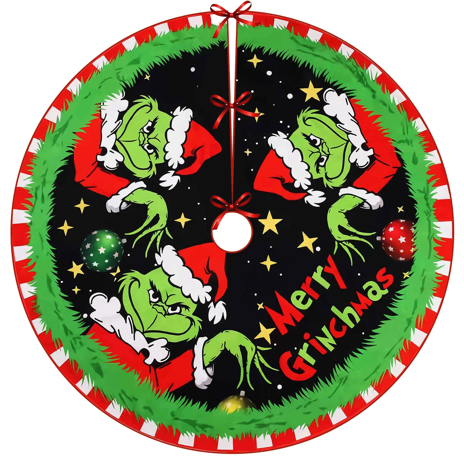 Grinch Christmas Tree Collar Grinch Christmas Tree Skirt, Grinch Merry Christmas Tree Skirt Colla... | Walmart (US)