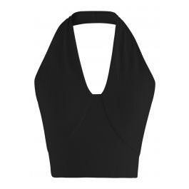 U-Shape Halter Neck Breathable Bra Top in Black | Chicwish