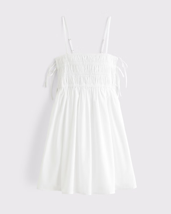 Smocked Babydoll Tie Mini Dress | Abercrombie & Fitch (US)
