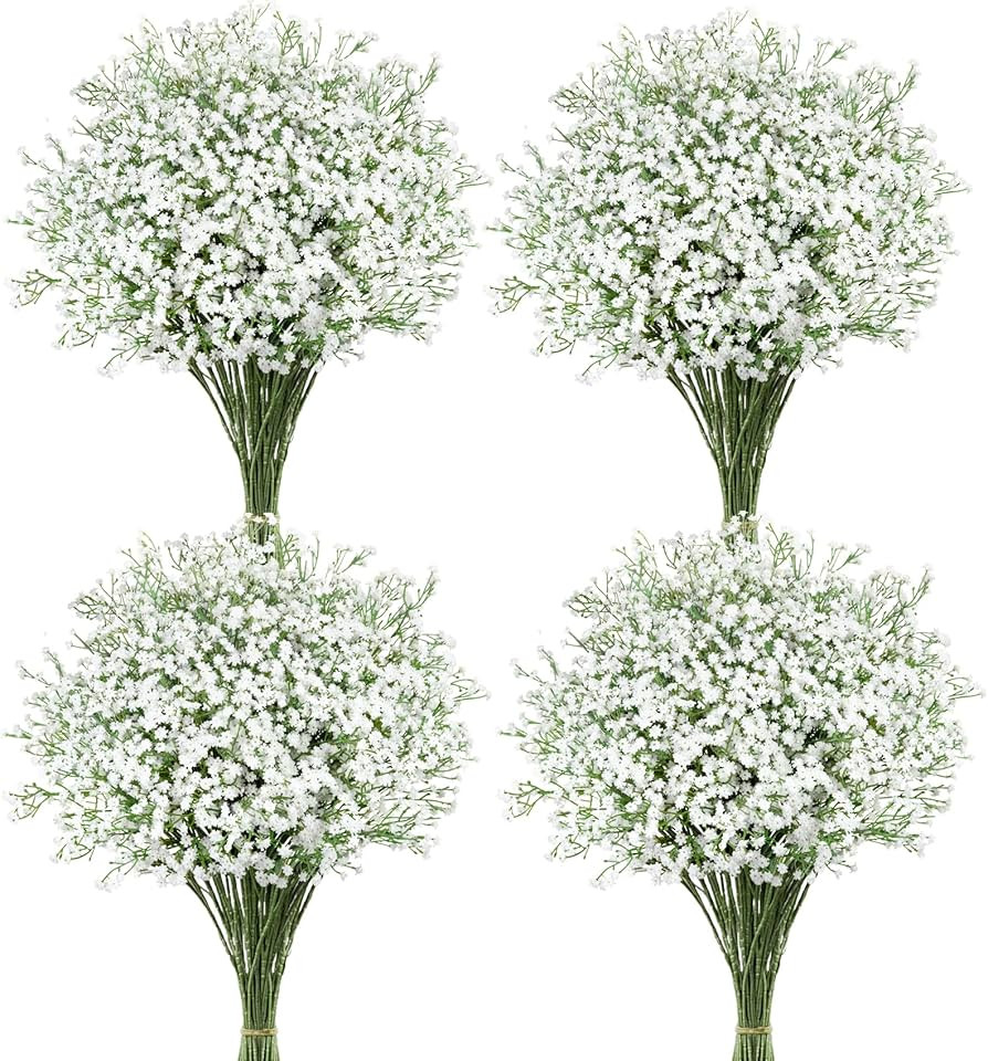 Babys Breath Artificial Flowers, 18 Pcs White Fake Baby Breath Flowers Artificial Bulk Real Touch... | Amazon (US)