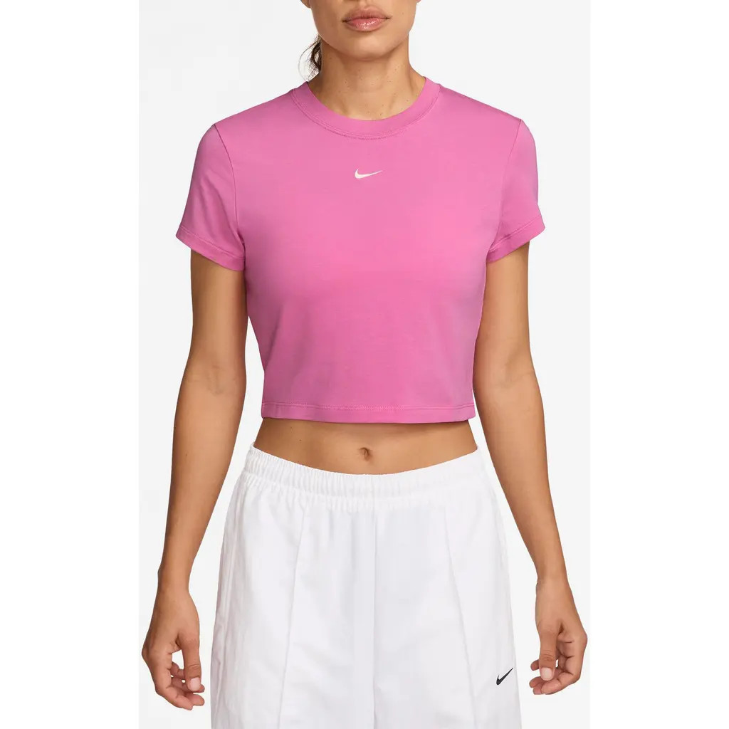 Nike Sportswear Crop T-Shirt in Playful Pink/Sail at Nordstrom, Size Large | Nordstrom