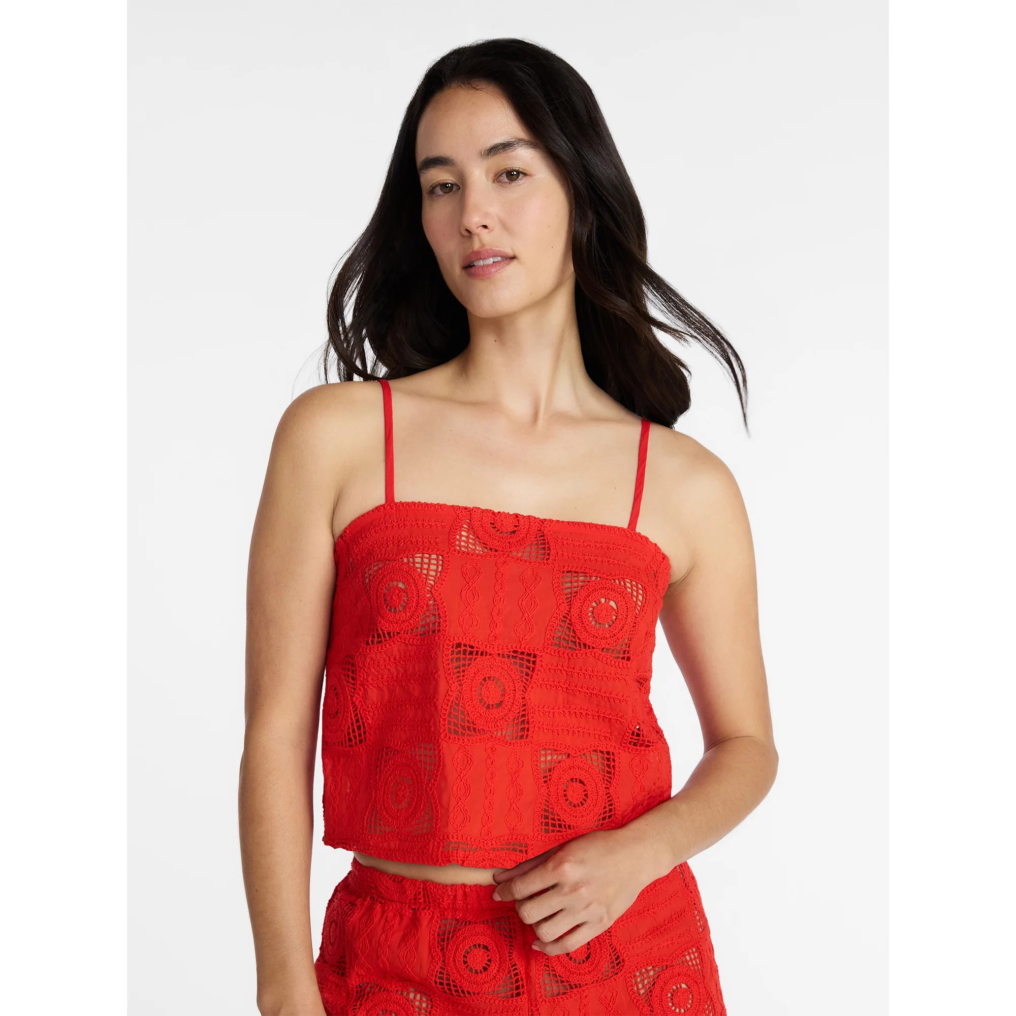 Time and Tru Women's and Women's Plus Cotton Crochet Coverup Tank Top, Sizes XS-3X | Walmart (US)