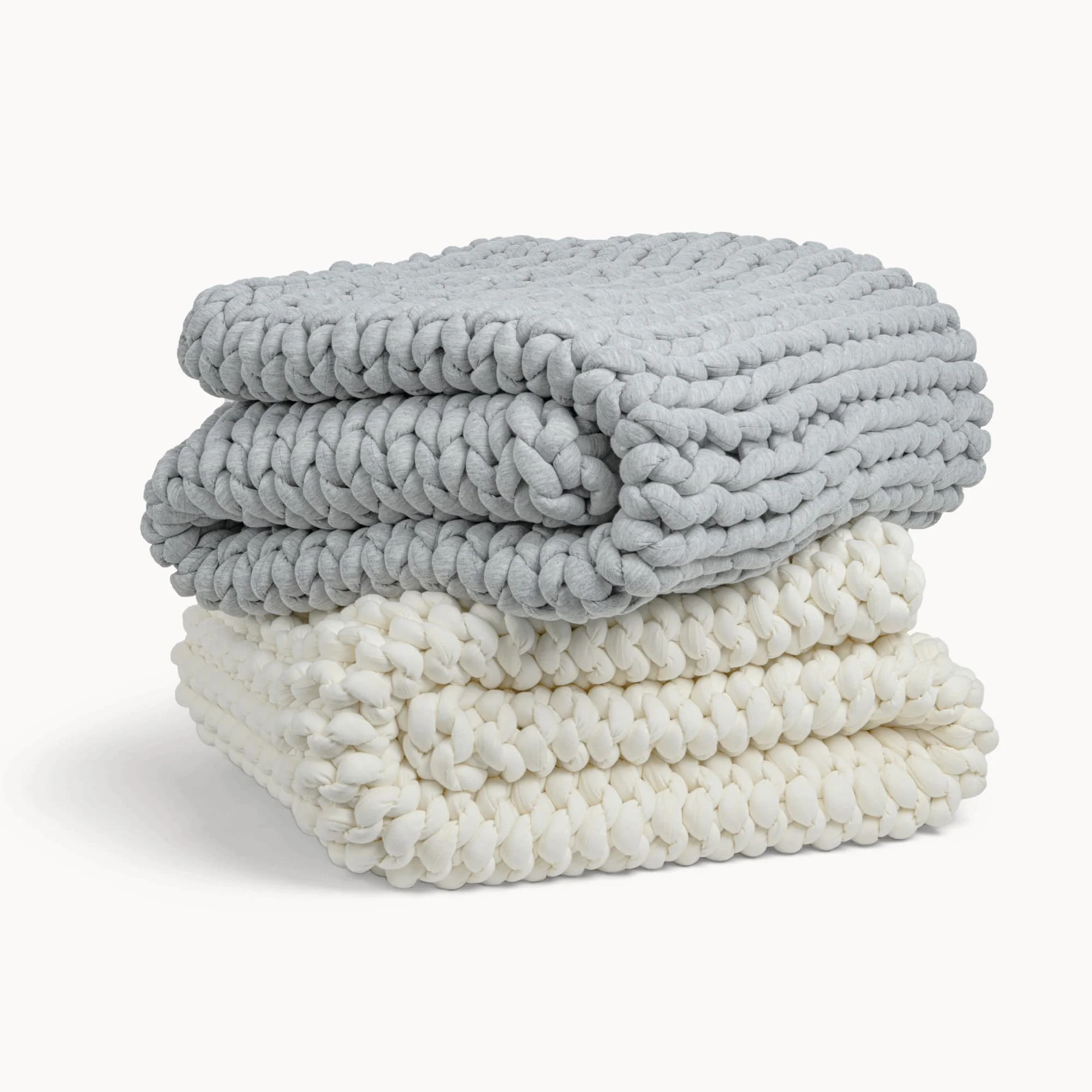 Leesa Hand-Knit Weighted 10 lb Blanket, Cream | Leesa Sleep