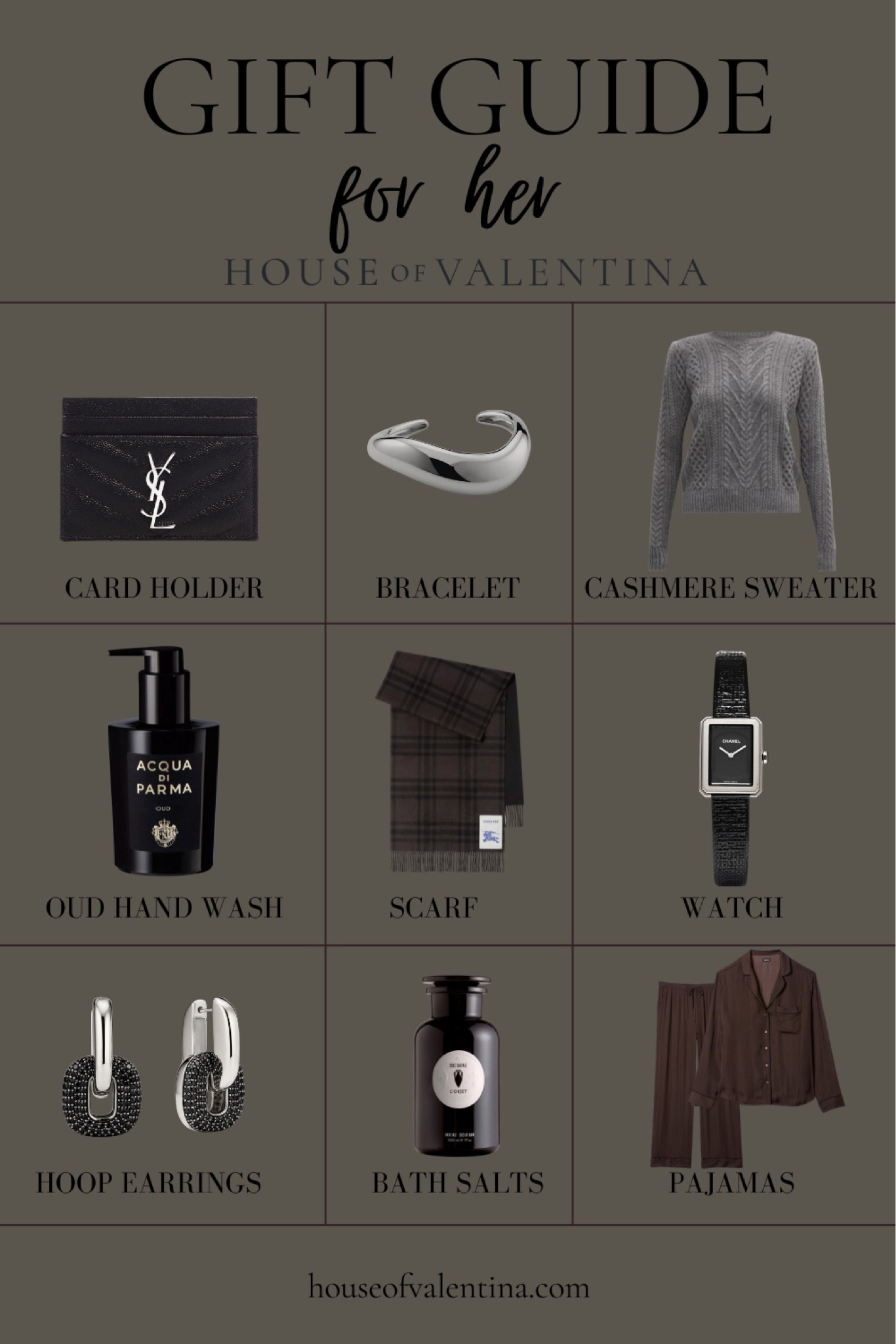 Gift guide for her! Our favorite unique, luxury items perfect for gift giving!

House of Valentina, luxury gifts, unique gifts

#LTKHoliday #LTKGiftGuide #LTKStyleTip