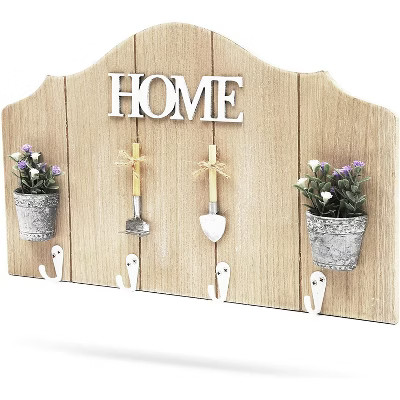 Juvale Rustic White Wooden Wall Mounted Coat Rack with 4 Hooks for Home Decor (15.5 x 9 In) | Target