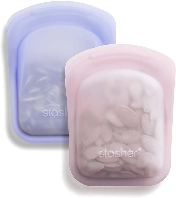 Stasher Platinum Silicone Food Grade Reusable Storage Bag, Pink + Lavender (Pocket Size, 2 Set) |... | Amazon (US)
