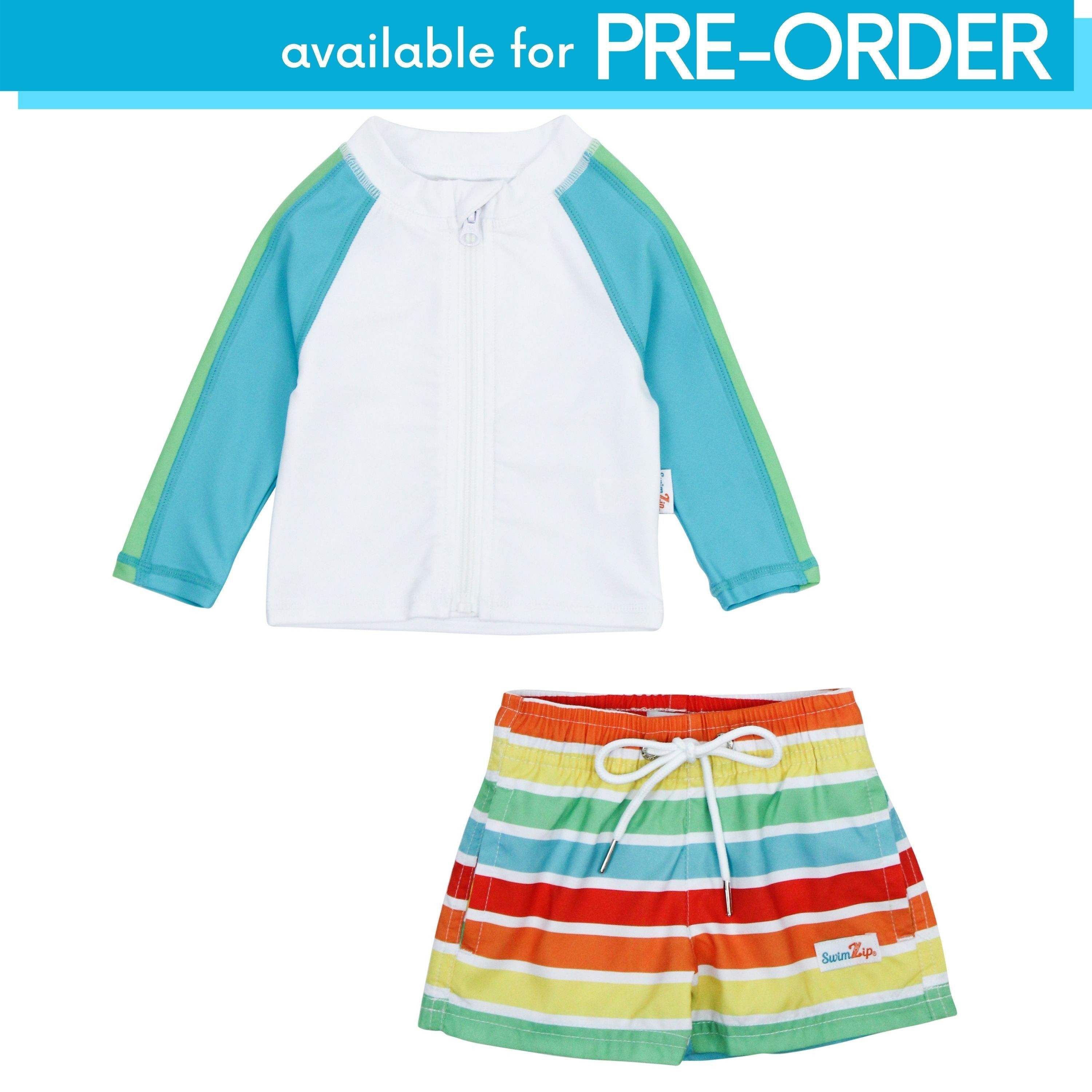 Boy's Long Sleeve Rash Guard and Swim Trunk Set | "Rainbow" | SwimZip