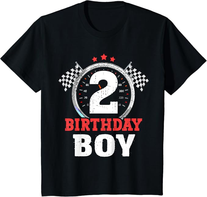 Kids Birthday Boy 2 Two Race Car 2nd Birthday Racing Car Driver T-Shirt | Amazon (US)