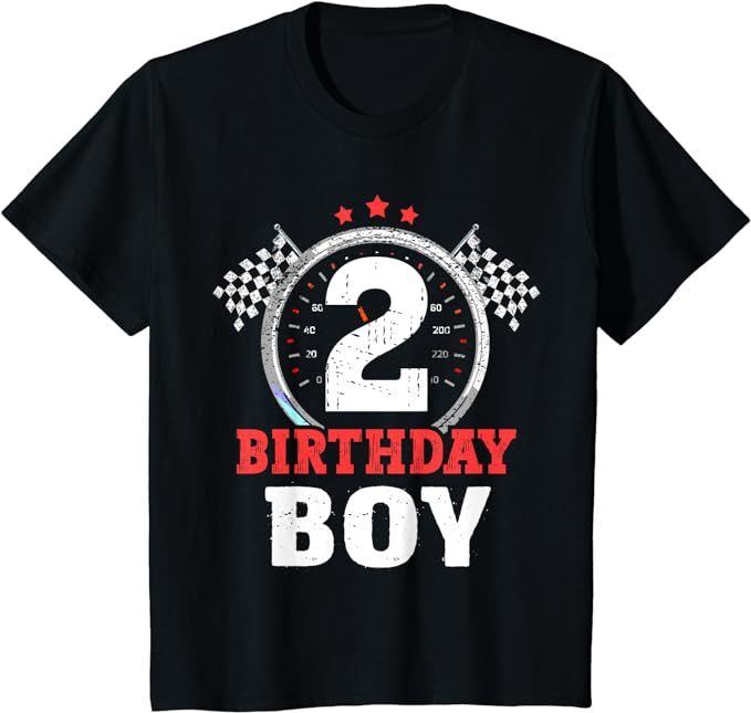 Kids Birthday Boy 2 Two Race Car 2nd Birthday Racing Car Driver T-Shirt | Amazon (US)