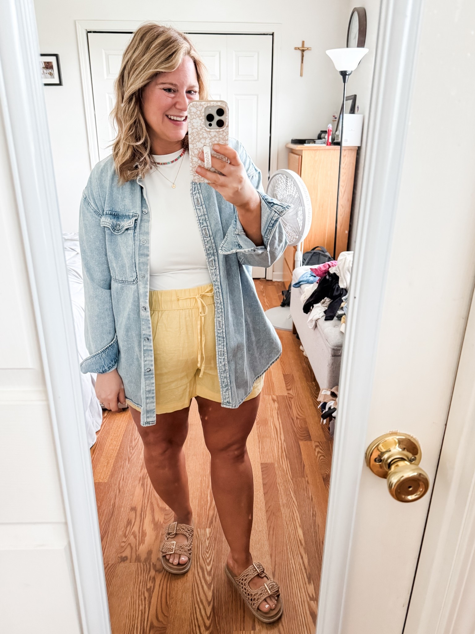 I love this outfit for a cooler summer day! Wearing an XL in my shorts. My denim shirt is older so I linked a few similar ones.  

Butter yellow
Summer outfit 
Mom outfit 

#LTKFindsUnder50 #LTKMidsize #LTKSeasonal