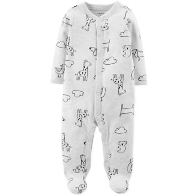 carter's® Newborn Animal Snap-Up Sleep & Play Footie in Grey | buybuy BABY
