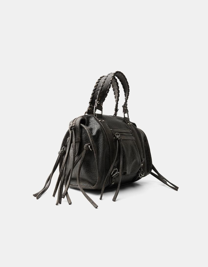 Worn-effect bowling bag with straps - Bags and purses - Women | Bershka GB